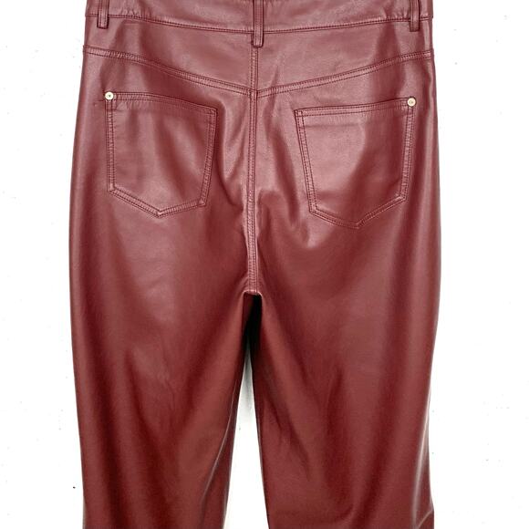 Anthropologie Pilcro The Breaker Faux Leather Pants Burgundy Red Crop Size 28 - Picture 13 of 14